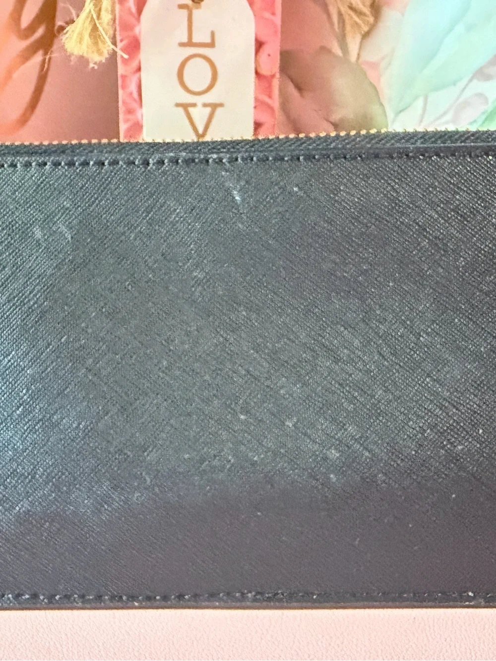 Love Black Wristlet Card Holder with Gold-Tone Logo